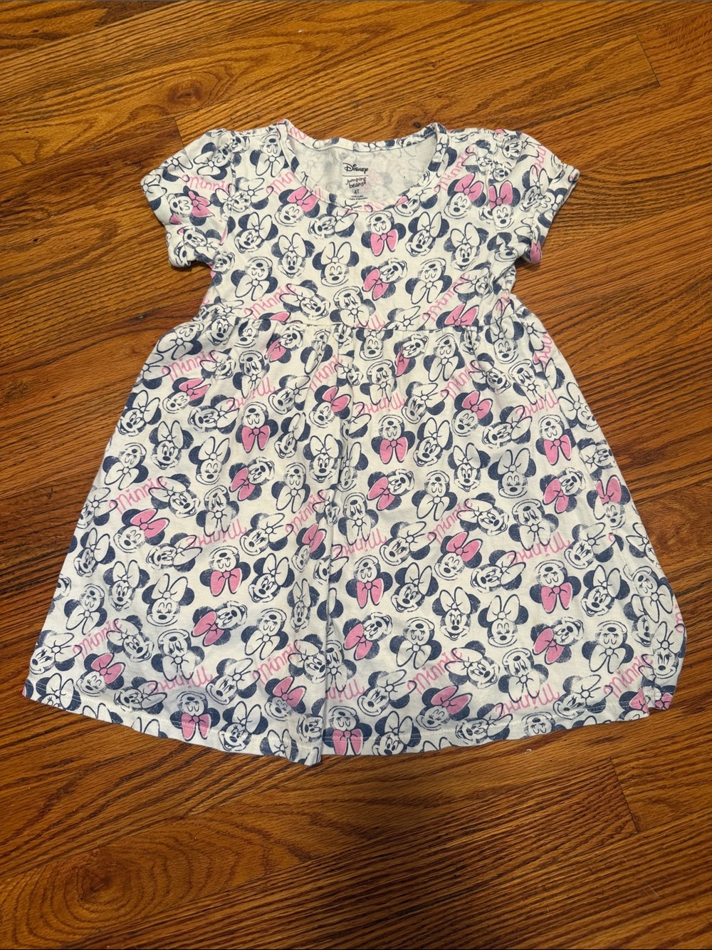 Disney Jumping Beans Girls Short Sleeve Minnie Mouse Dress in Pink and Navy